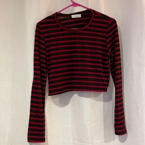 Striped long sleeve crop top